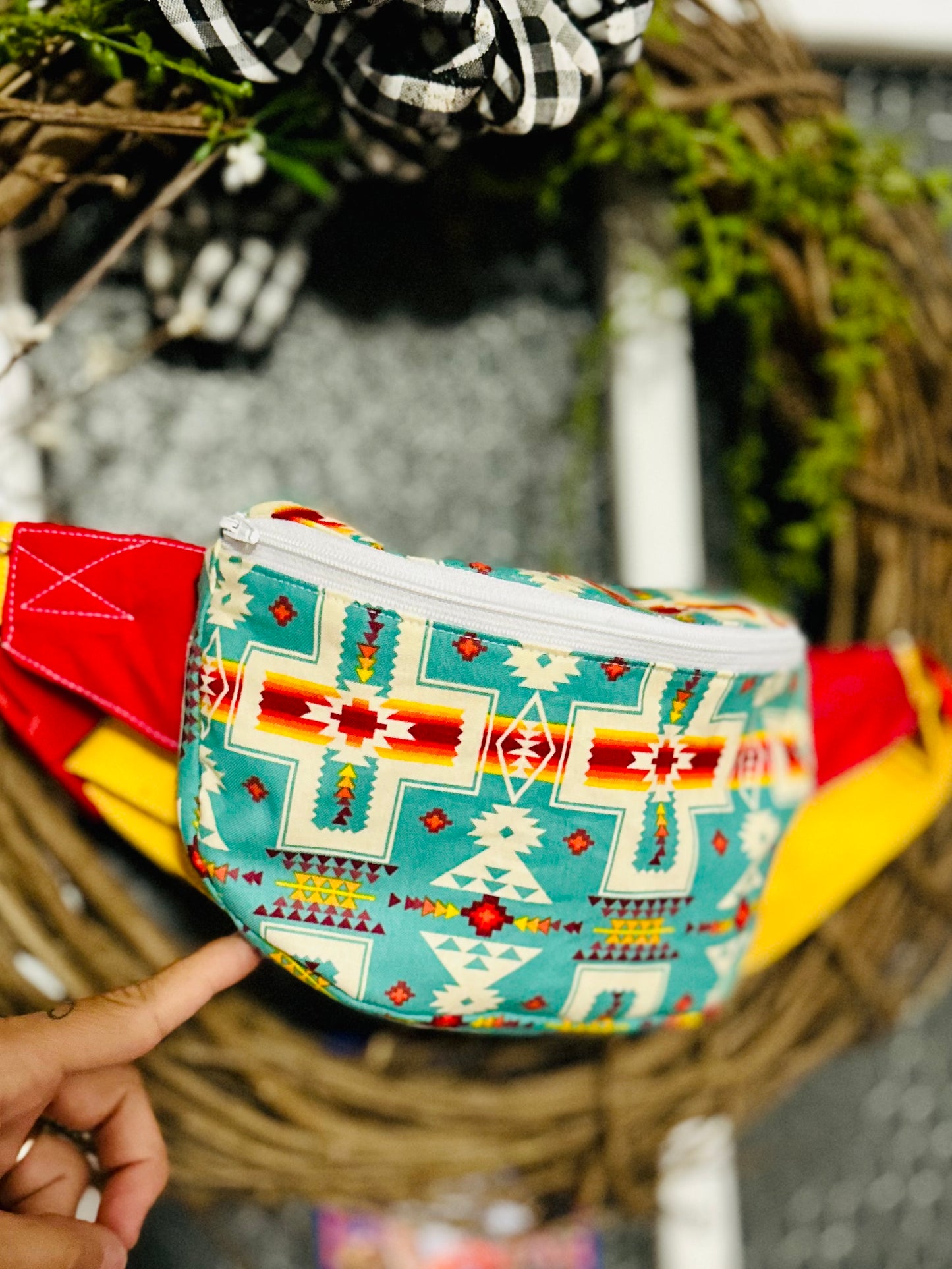 Aztec print small bum bag